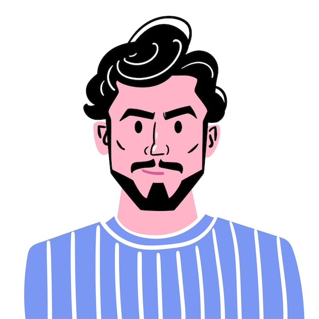 Retrato de un hombre joven con un corte de pelo de moda, barba y bigote Avatar de un hombre en un azul