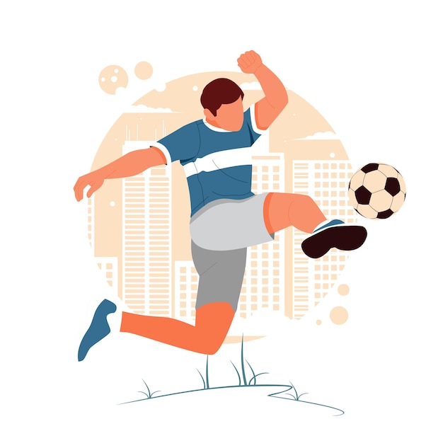 Vector retrato de un hombre jugando al fútbol