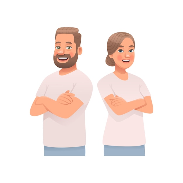 Vector retrato de un hombre y una mujer felices juntos una pareja de jóvenes de fondo blanco_ai_generado