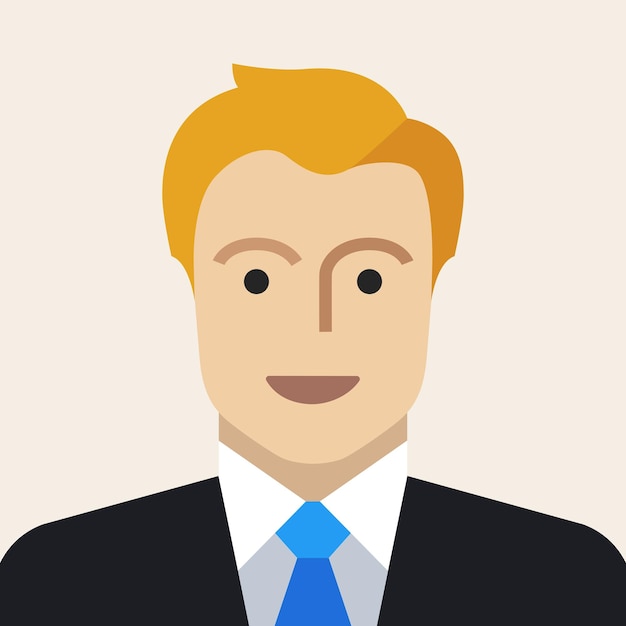 Retrato de un hombre de negocios sonriente en un traje con corbata azul