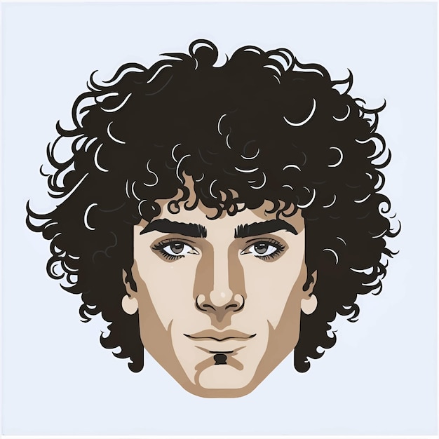 Vector retrato de un hombre con pelo rizado avatar para redes sociales vector de moda y belleza