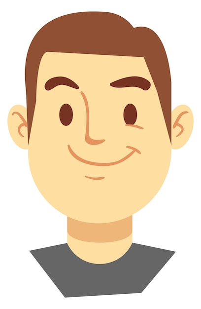 Retrato de hombre sonriente Cara de dibujos animados Persona feliz