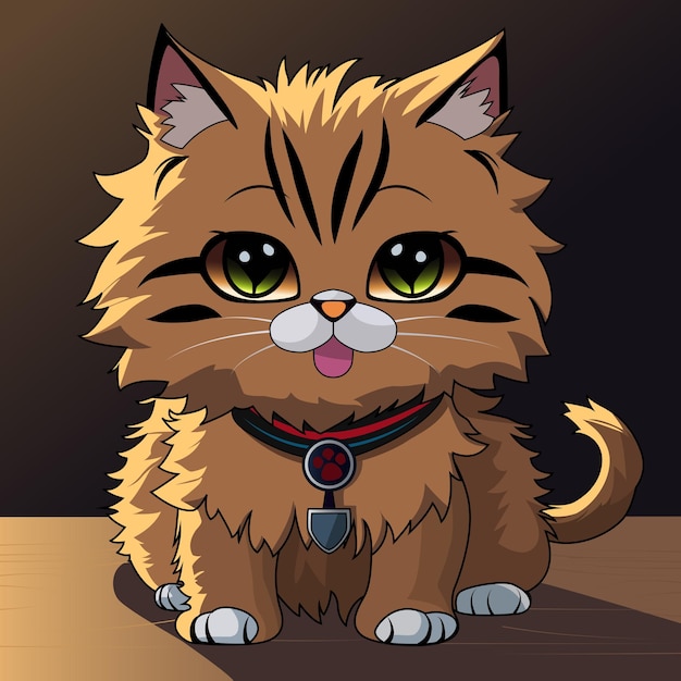 Retrato de ilustración de dibujos animados de vector de gato persa realista lindo con fondo