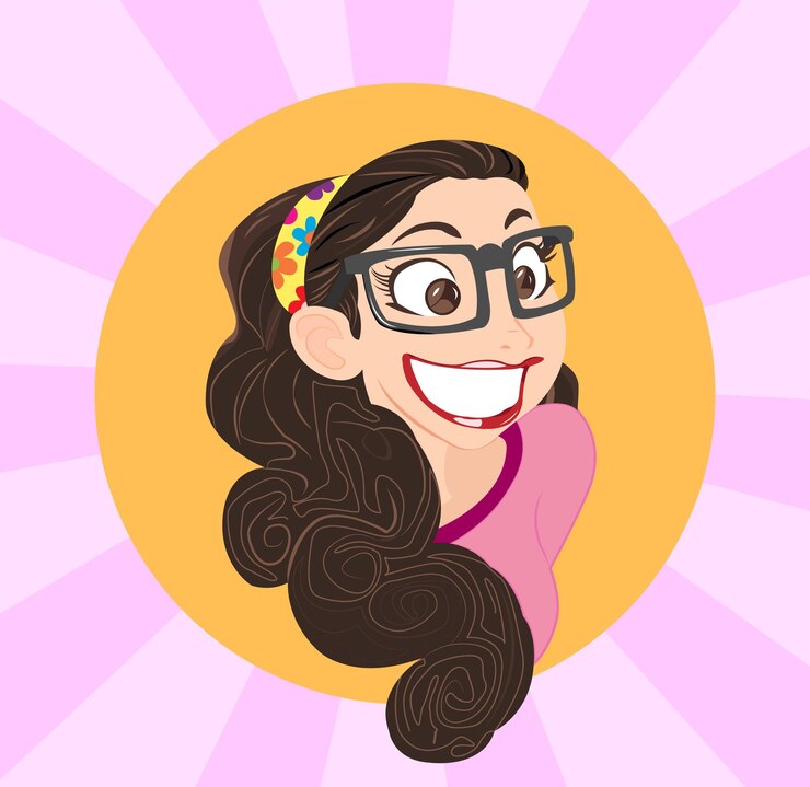 Retrato de ilustración vectorial de una linda y divertida chica activa, personaje de dibujos animados vectoriales