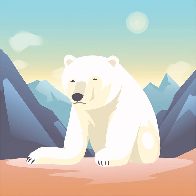 Retrato infeliz del oso polar que está en un desierto