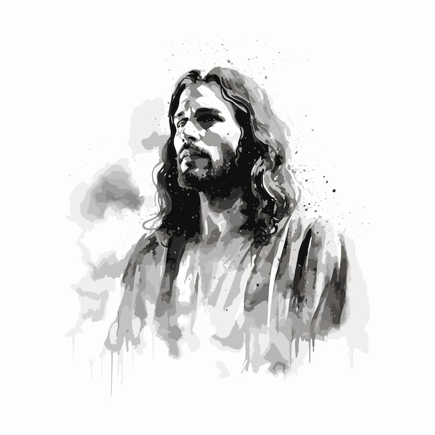 Retrato jesús acuarela pintura a mano