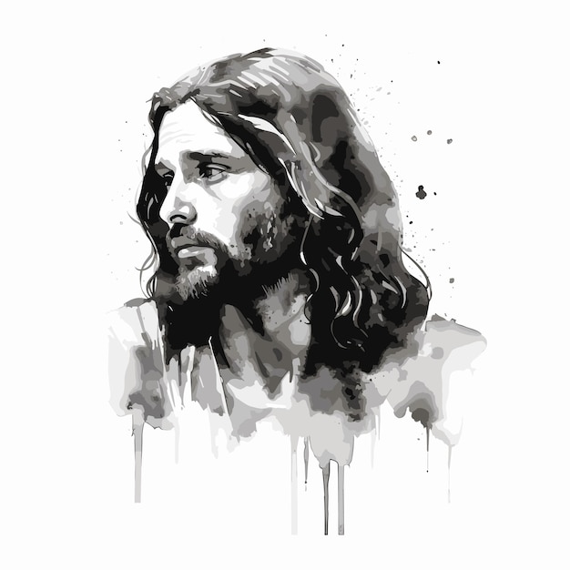 Vector retrato jesús acuarela pintura a mano