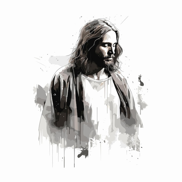 Vector retrato jesús acuarela pintura a mano