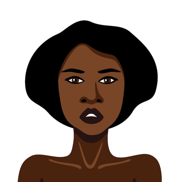 Vector retrato de una joven afroamericana hermosa con fondo blanco ilustración vectorial minimalista