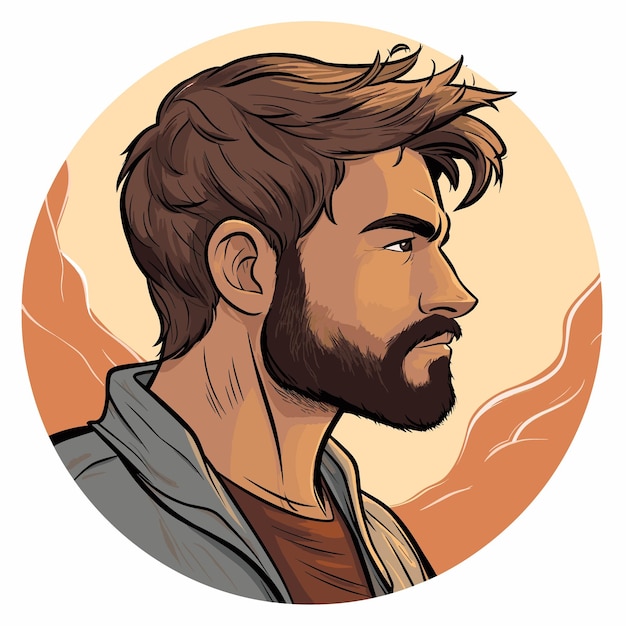 Vector retrato de un joven guapo con barba ilustración vectorial