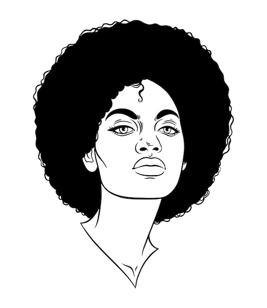 Retrato de una joven mujer afroamericana ilustración vectorial