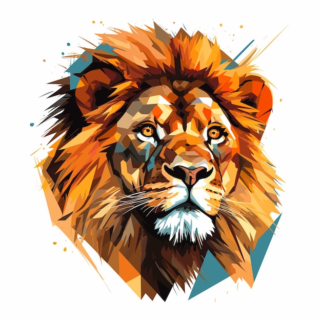 Retrato de león abstracto en estilo de vector de arte pop AI generado