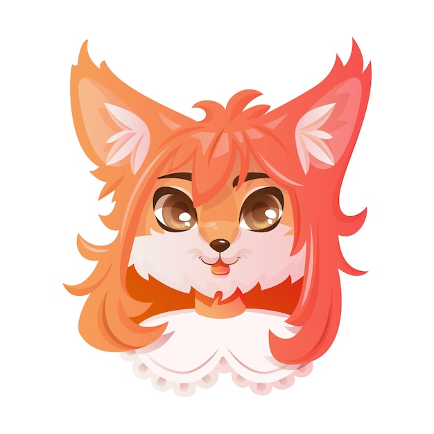 Retrato de una linda chica zorro antropomórfica de dibujos animados un personaje peludo
