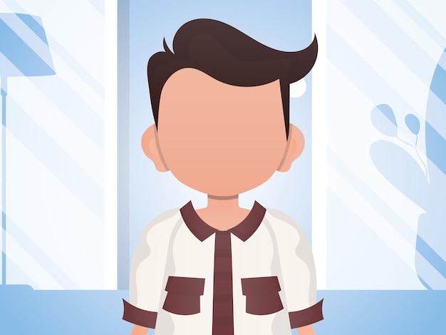 Retrato de un lindo bebé Banner con un niño en la habitación Ilustración vectorial en estilo de dibujos animados