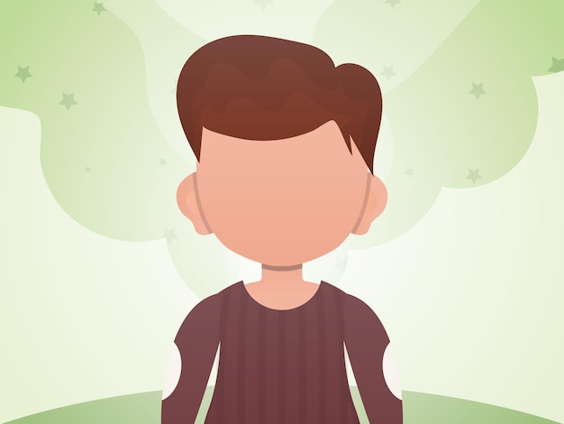 Retrato de un lindo niño Póster con un niño en la habitación Estilo de dibujos animados Ilustración vectorial