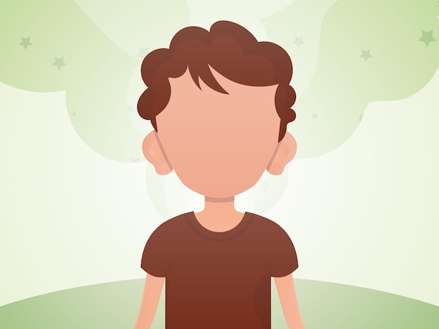 Vector retrato de un lindo niño póster con un niño en la habitación ilustración vectorial en estilo de dibujos animados