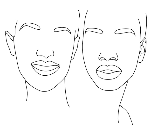 Retrato por línea Dibujo de una mujer Dibujo artístico de la línea del rostro femenino