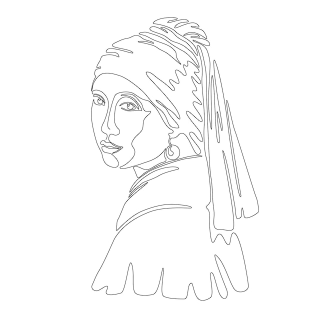 Retrato lineal de una chica con un pendiente