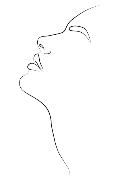 Retrato a lo largo de las líneas Dibujo artístico abstracto de una línea de rostro femenino