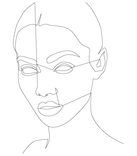 Retrato a lo largo de las líneas Dibujo artístico abstracto de la línea del rostro de una mujer.