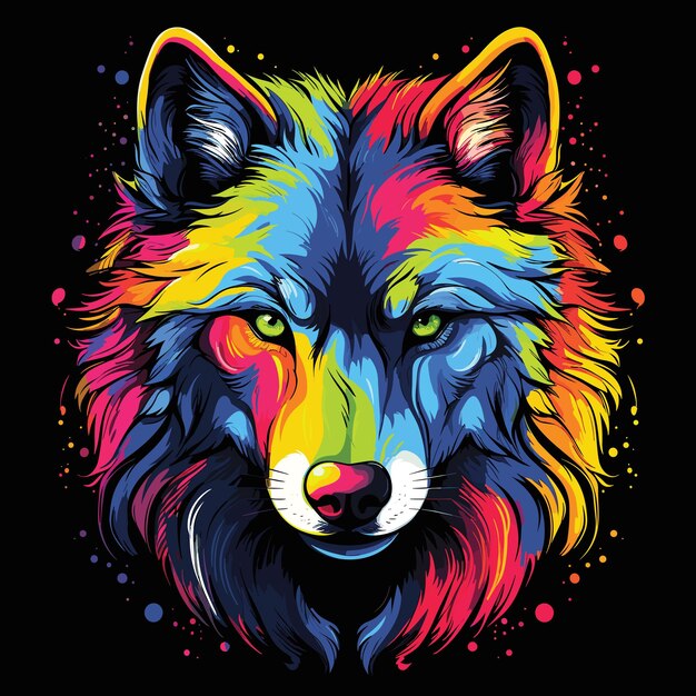 Retrato de un lobo en estilo pop art vectorial. ilustración de arte de animales salvajes. plantilla para camiseta, pegatina, etc.