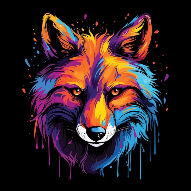 Retrato de un lobo en estilo pop art vectorial. Ilustración de arte de animales salvajes. Plantilla para camiseta, pegatina, etc.