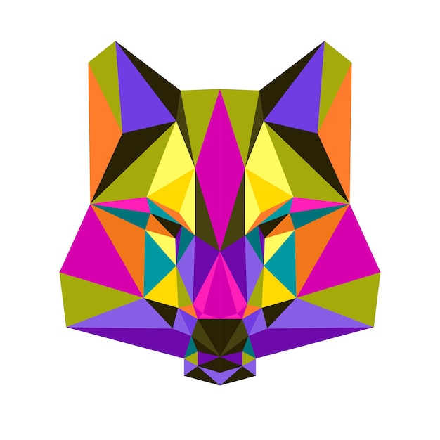 Retrato de lobo geométrico triángulo poligonal aislado en blanco