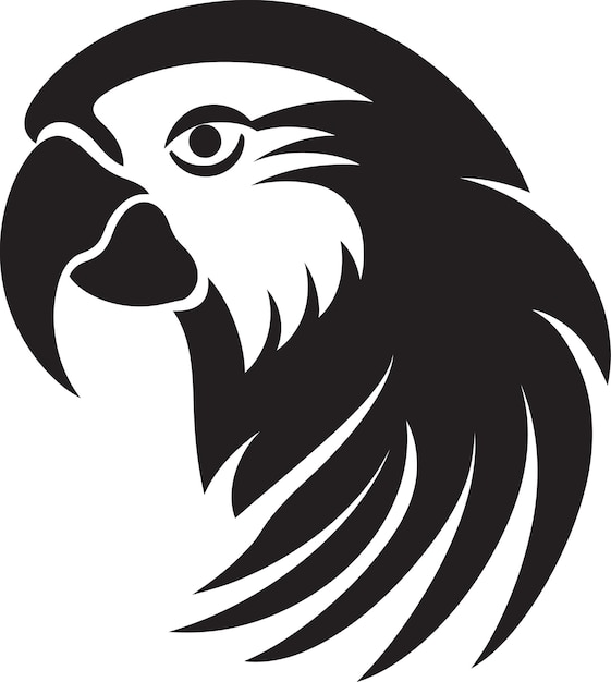 Retrato de loro vectorializado Belleza monocromática capturada Silueta de loro exquisita Elegante