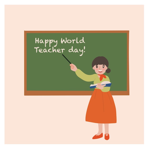 Retrato de una maestra que celebra el Día Mundial de los Maestros Ilustración de conciencia