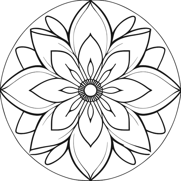 retrato de un mandala sobre flores ilustración vectorial arte de línea