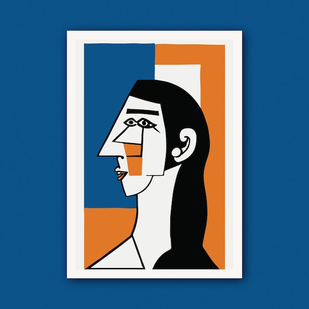 Vector retrato moderno de una cabeza de mujer minimalista geométrica de estilo cubismo de niña