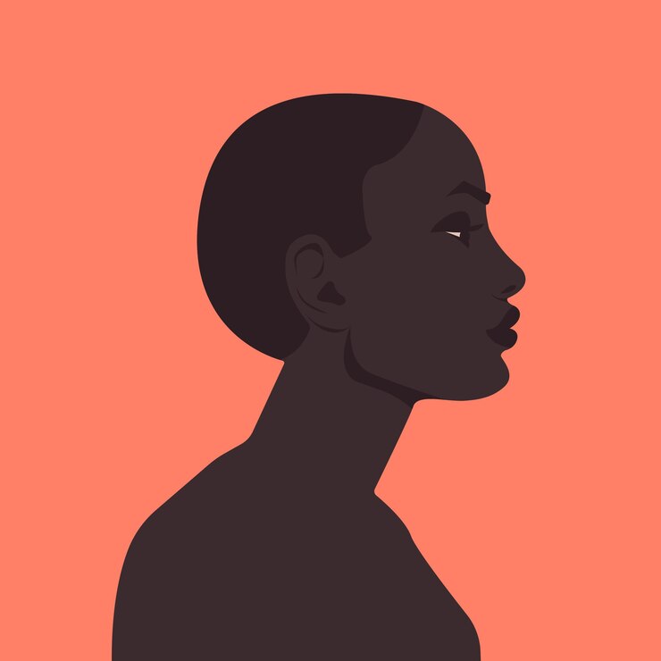 Retrato de una mujer africana elegante modelo africano de perfil el concepto de feminidad