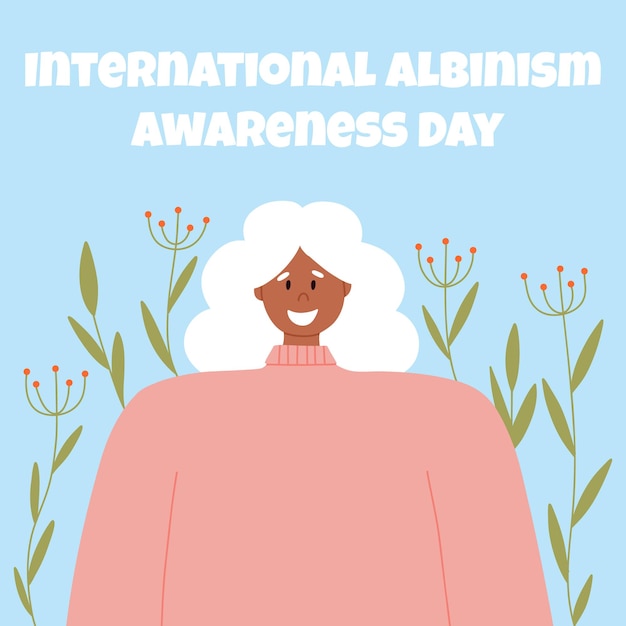 Retrato de una mujer albina Ilustración vectorial de una mujer con albinismo Día Internacional de Concientización sobre el Albinismo Albinismo Trastorno genético raro
