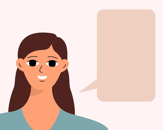 Retrato de mujer bonita con burbujas de discurso Avatar femenino