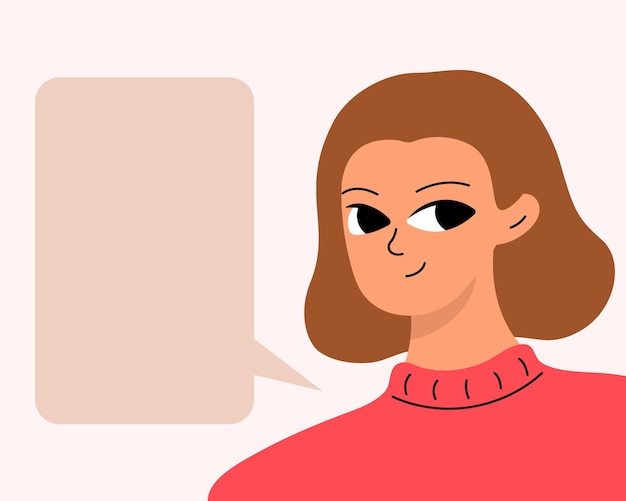 Retrato de mujer bonita con burbujas de discurso Avatar femenino