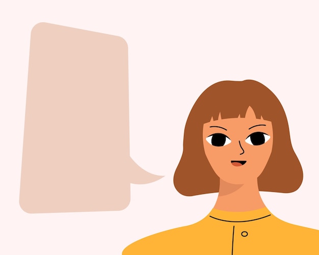 Retrato de mujer bonita con burbujas de discurso Avatar femenino
