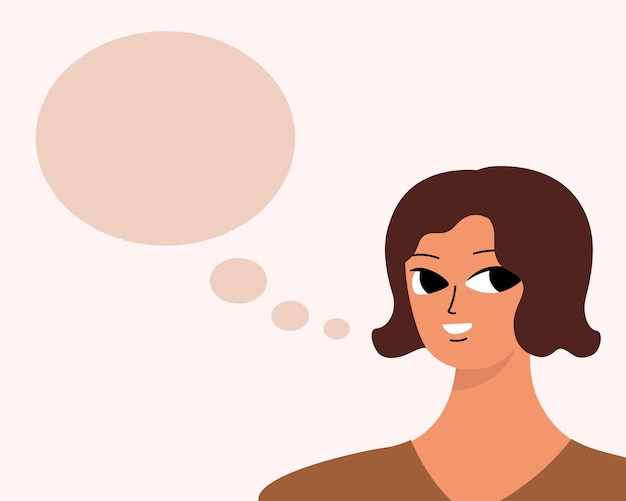Retrato de mujer bonita con burbujas de discurso Avatar femenino
