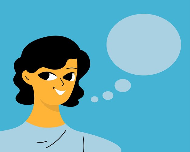 Retrato de mujer bonita con burbujas de discurso Avatar femenino