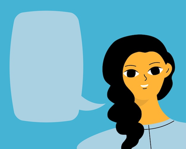 Retrato de mujer bonita con burbujas de discurso Avatar femenino