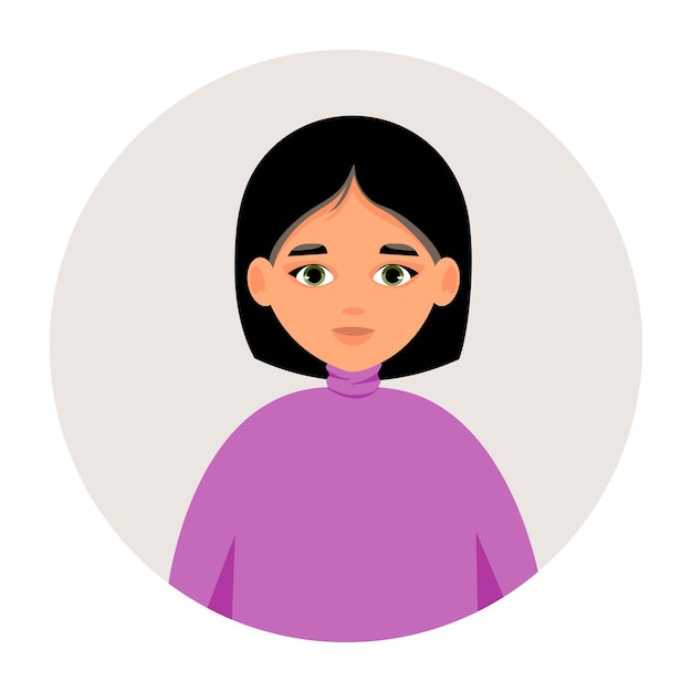 Retrato de mujer caucásica. avatar de persona femenina. icono de vector de adulto en estilo plano. disparo a la cabeza.