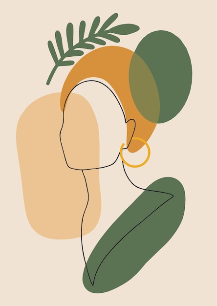 retrato, de, un, mujer, con, un, earring, vector