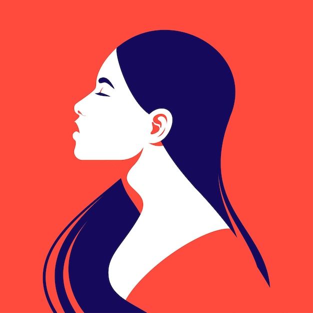 Vector retrato, de, un, mujer hermosa, en perfil