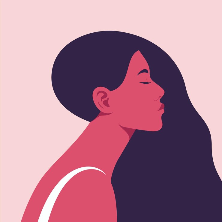 Retrato, de, un, mujer joven, en, perfil