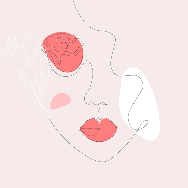 Vector retrato de mujer de una línea de estilo abstracto. ilustraciones de mujeres dibujadas a mano