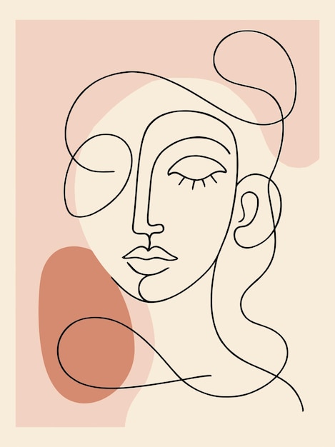 Retrato de una mujer con líneas minimalistas