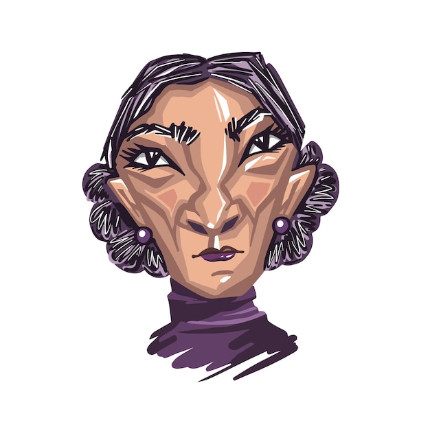Retrato de una mujer madura y enojada Proceso de envejecimiento Afiliación asiática Ilustración vectorial