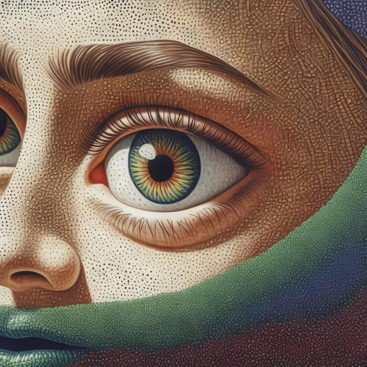 Vector retrato de una mujer con una máscara en un vaso retrato de una mujer con una mascara en un vidrio