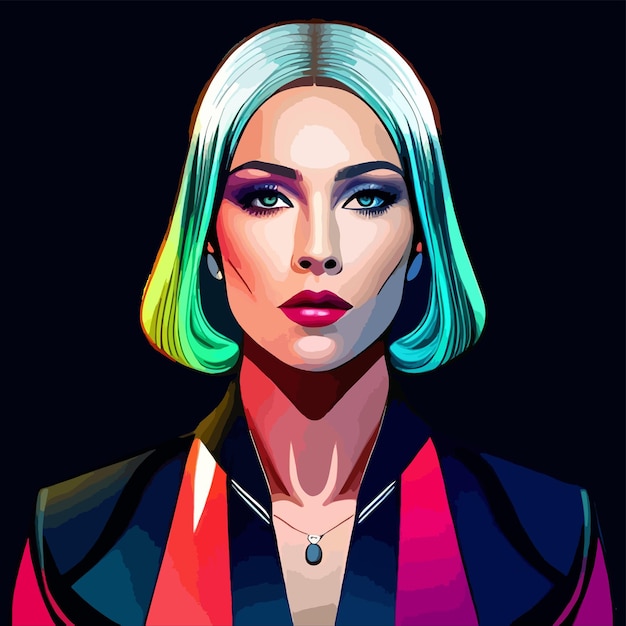 Vector retrato de la mujer de negocios alfa futurista