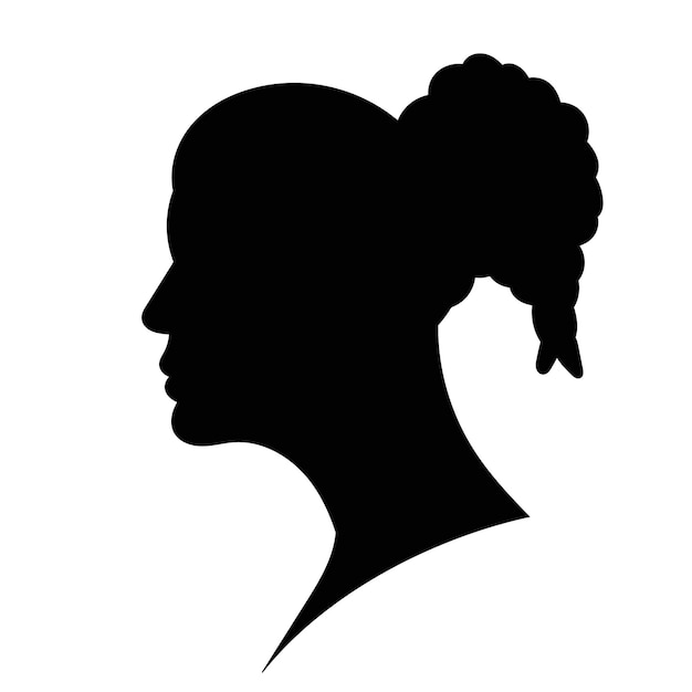 Vector retrato de mujer silueta de niña sobre fondo blanco