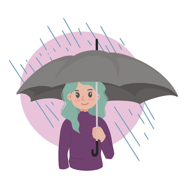 Retrato de una mujer sosteniendo un paraguas en días de lluvia